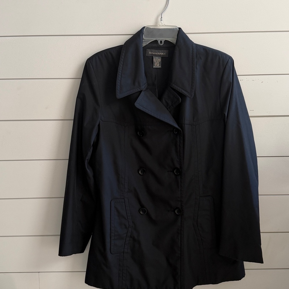 Banana Republic Women's Classic Black Pea Coat Size Medium